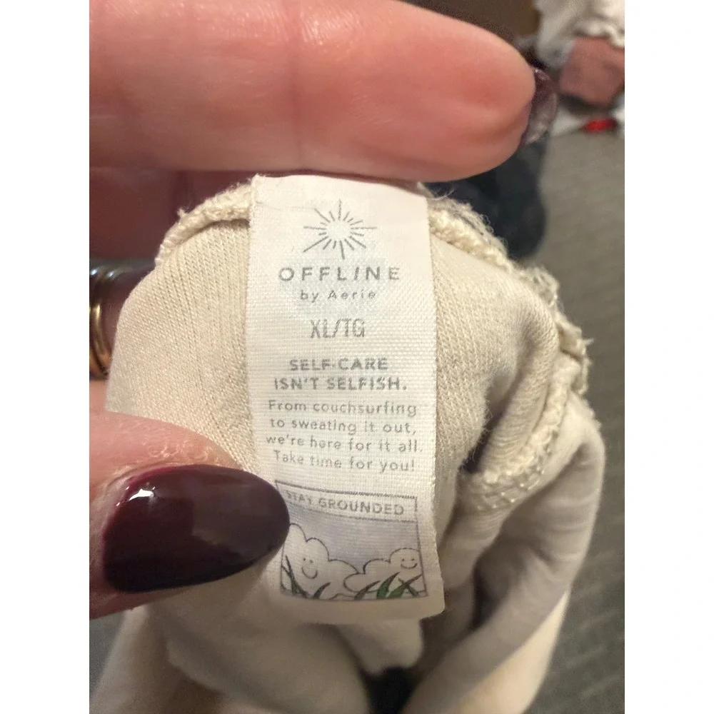 Offline by Aerie Ribbed Wide Leg Lounge Pants‎ Cream XL TG